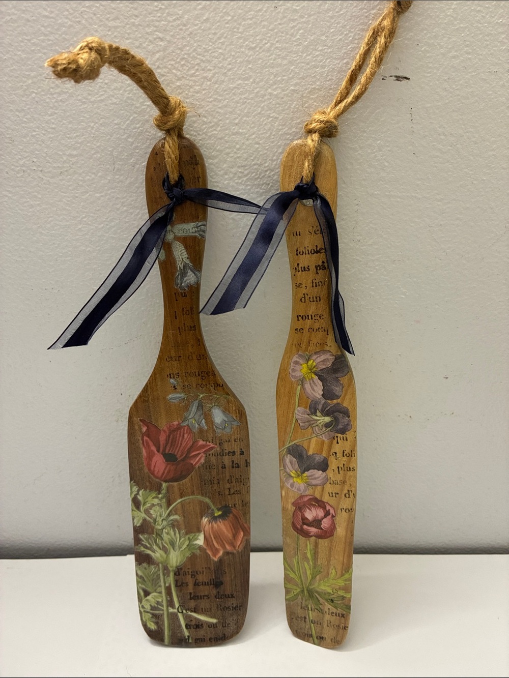 Floral Decorative Paddles - Natural Wood